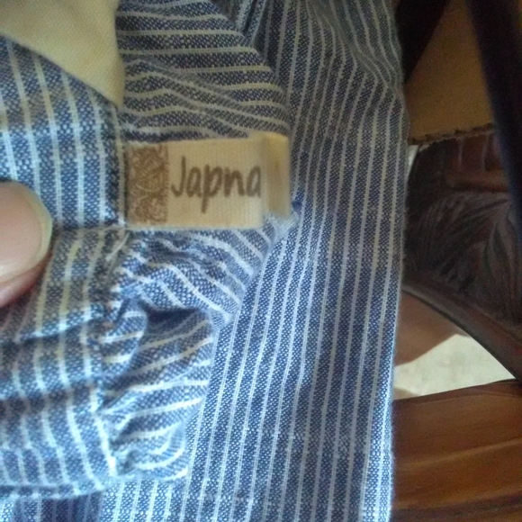 BNWOT PIN STRIPED OVERALLS BY JAPNA SZ.L COTTON BUTTONS FRONT - Picture 6 of 9